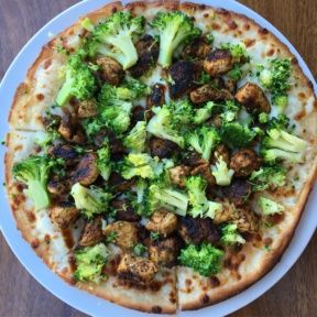 Gluten-free broccoli and chicken pizza from Rosti Tuscan Kitchen